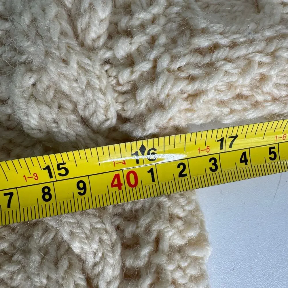Irish Hand Knit Fitzpatrick Sweater 100% Wool Cable Knit Kids 12-14 (Wms XS)